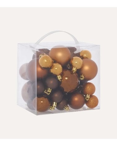 Set de 35 Bolas Brillantes con Tamaños Variados para Árbol