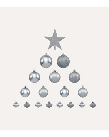 Set de 18 Bolas Decorativas y Estrella para Árbol de Navidad