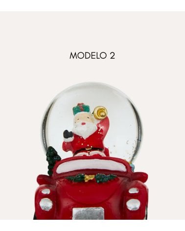 Bola de Nieve Coche con Personaje Navideño de Poliresina