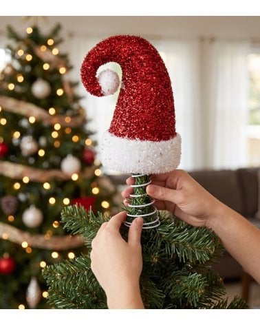 Punta de Árbol Gorro Navideño de Plástico