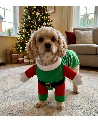 Disfraz para Perro de Elfo Navideño con Cinturón