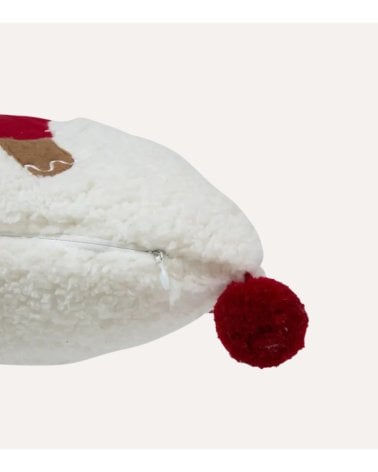 Cojín Muñecos de Jengibre Navideños con Borreguillo y Pompones