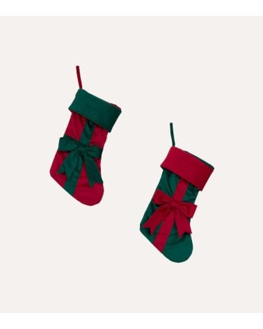 Calcetín Navideño con Lazos para Colgar