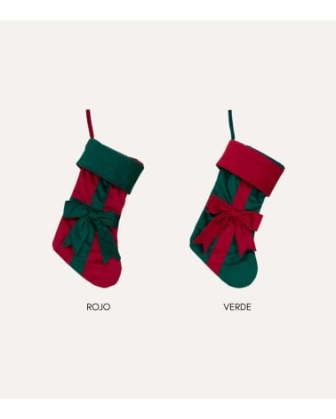 Calcetín Navideño con Lazos para Colgar
