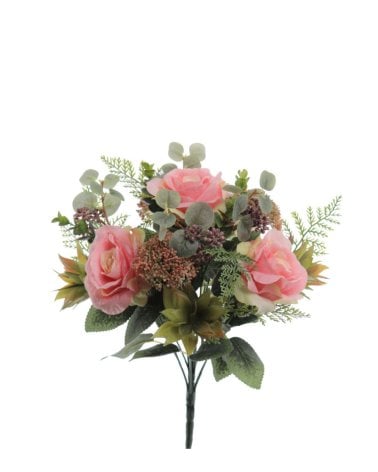 Ramo de Rosas Exóticas Artificiales - Decoración Elegante para Hogar y Eventos-1