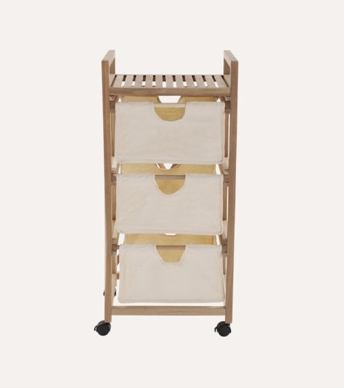 Mueble Cajonero con 3 Cestas de Madera de Acacia