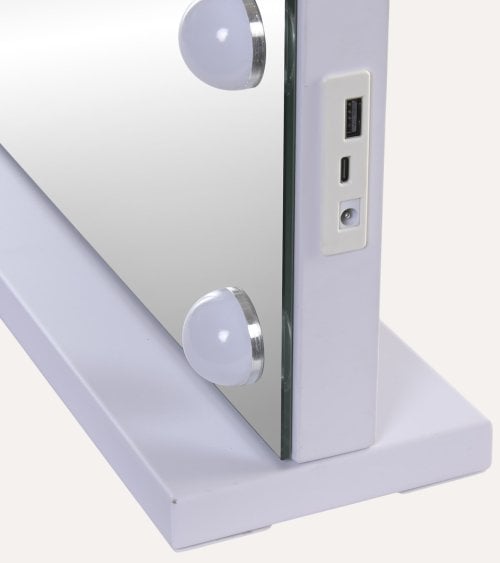 Espejo con Bombillas LED Rectangular y Horizontal Táctil de Mesa