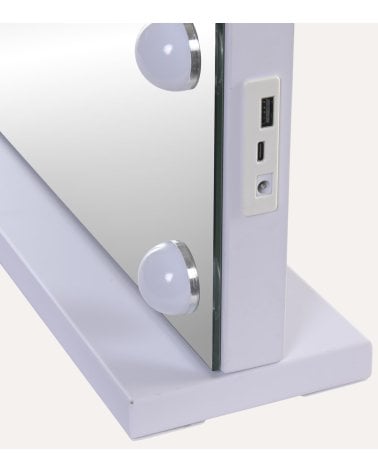 Espejo con Bombillas LED Rectangular y Horizontal Táctil de Mesa