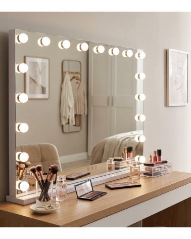 Espejo con Bombillas LED Rectangular y Horizontal Táctil de Mesa