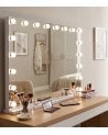 Espejo con Bombillas LED Rectangular y Horizontal Táctil de Mesa