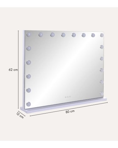 Espejo con Bombillas LED Rectangular y Horizontal Táctil de Mesa