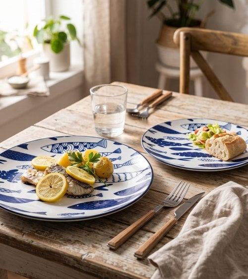 Plato Llano Huelva de Porcelana