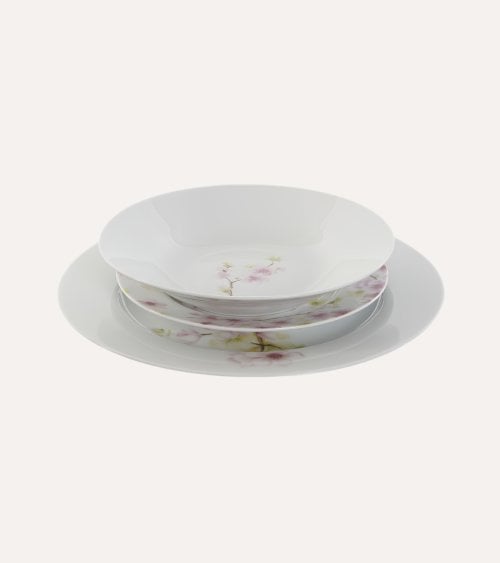 Vajilla de 18 Piezas Almendro de Porcelana