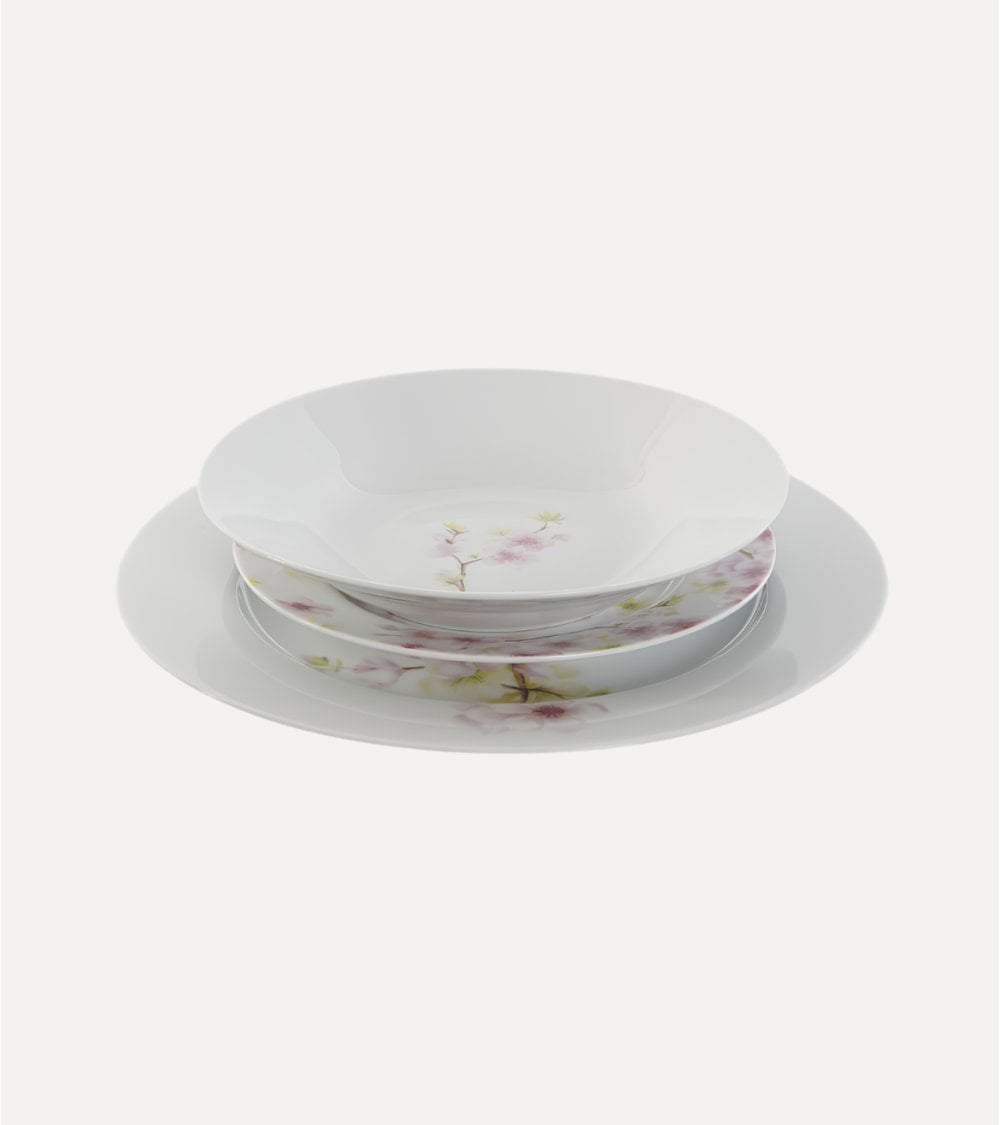 Vajilla de 18 Piezas Almendro de Porcelana
