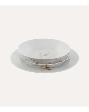 Vajilla de 18 Piezas Almendro de Porcelana