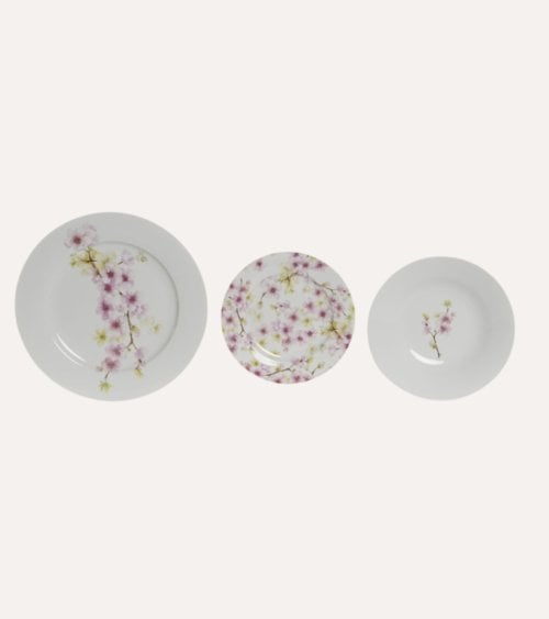 Vajilla de 18 Piezas Almendro de Porcelana