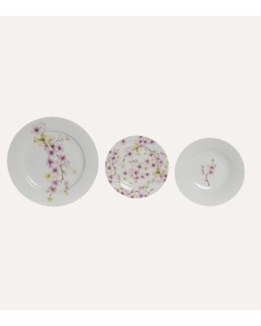 Vajilla de 18 Piezas Almendro de Porcelana
