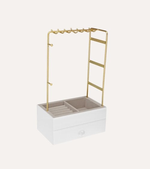 Joyero Organizador Vertical con Colgador de Madera y Metal