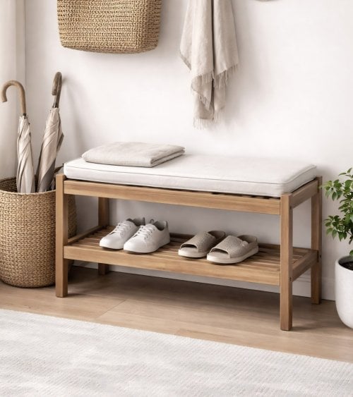 Zapatero con Balda de Madera y Poliéster