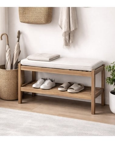 Zapatero con Balda de Madera y Poliéster