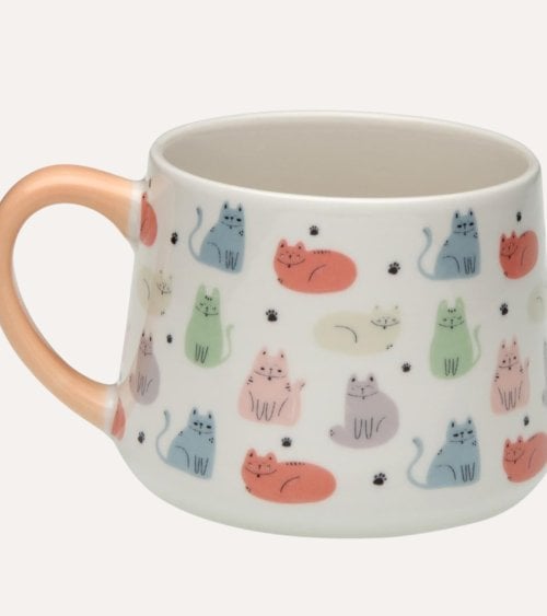 Taza Mug Gatos con Huellas de Porcelana