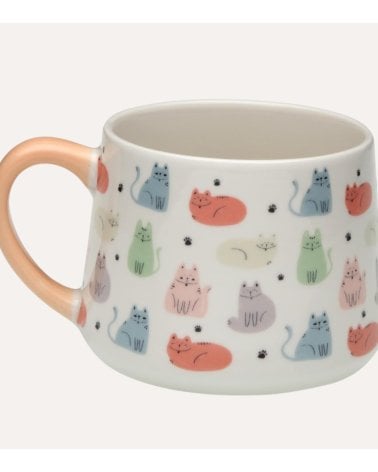 Taza Mug Gatos con Huellas de Porcelana