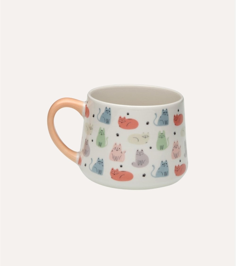 Taza Mug Gatos con Huellas de Porcelana