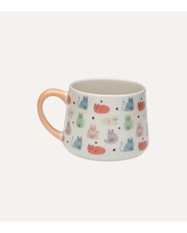 Taza Mug Gatos con Huellas de Porcelana