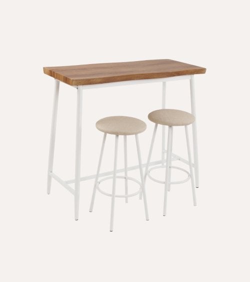 Set de Mesa y 2 Sillas Altas Lizzy de Metal y Madera