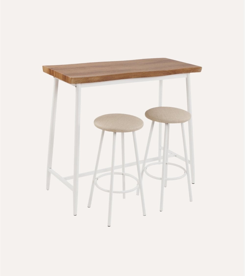 Set de Mesa y 2 Sillas Altas Lizzy de Metal y Madera