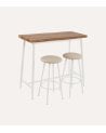 Set de Mesa y 2 Sillas Altas Lizzy de Metal y Madera
