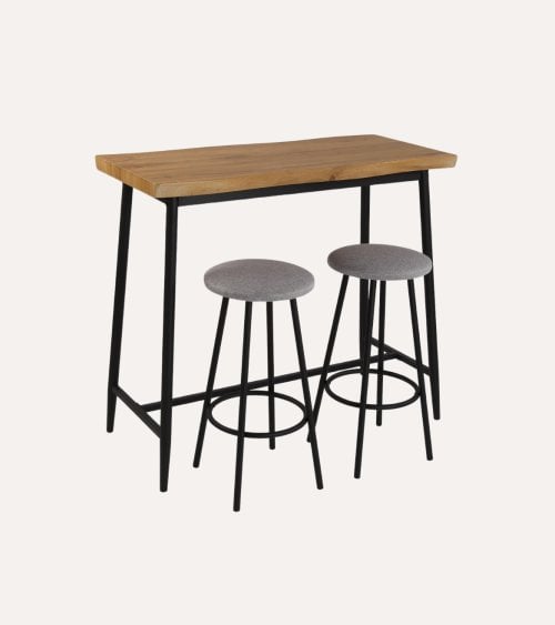 Set de Mesa y 2 Sillas Altas Lizzy de Metal y Madera