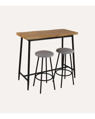 Set de Mesa y 2 Sillas Altas Lizzy de Metal y Madera