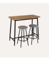 Set de Mesa y 2 Sillas Altas Lizzy de Metal y Madera
