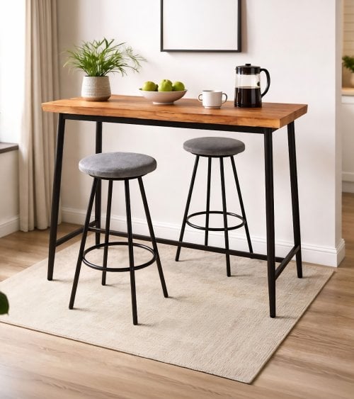 Set de Mesa y 2 Sillas Altas Lizzy de Metal y Madera
