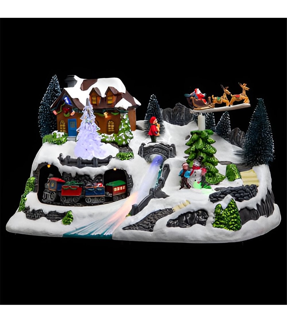 Aldea luminosa de Navidad, túnel del tren