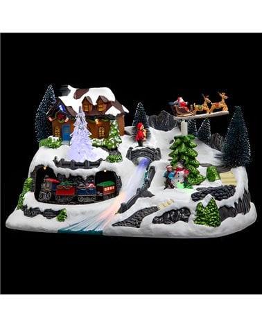 Aldea luminosa de Navidad, túnel del tren