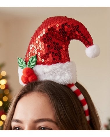 Diadema Festiva Gorro de Papá Noel Brillante