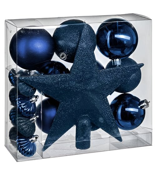 Juego de bolas navideñas 18 Piezas Azul.