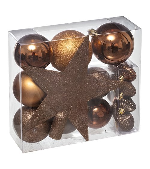 Kit de Bolas de Navidad 18 Piezas Bronce