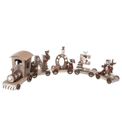 Decoración Madera Tren 4 Vagones Navidad