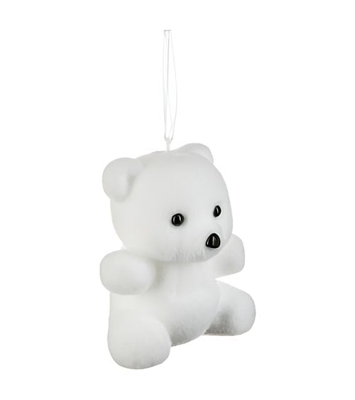 Adorno navideño de oso de peluche sentado de poliestireno