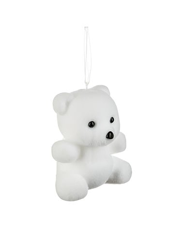 Adorno navideño de oso de peluche sentado de poliestireno