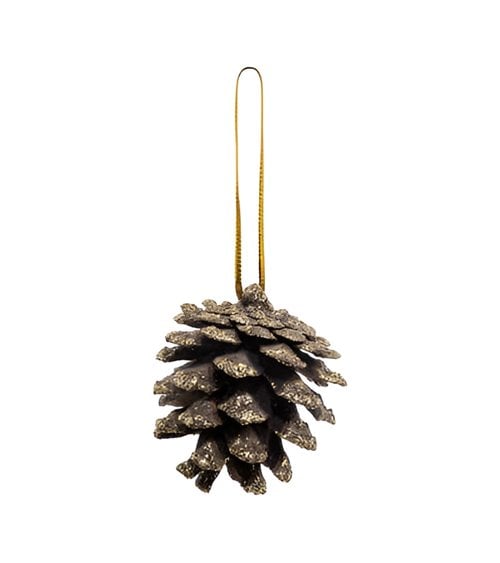 Asunto de la Navidad Bolsa de piñas de oro con purpurina