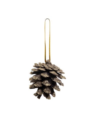 Asunto de la Navidad Bolsa de piñas de oro con purpurina