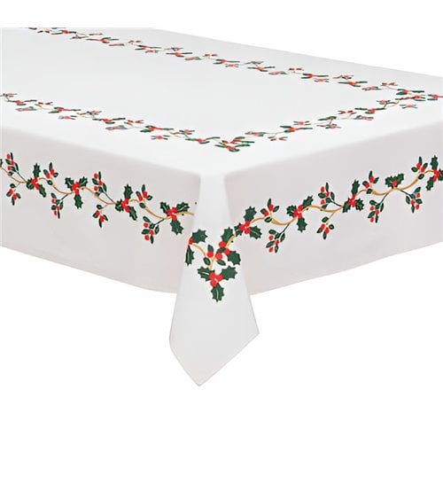 Mantel Holly 140x360cm, algodón blanco