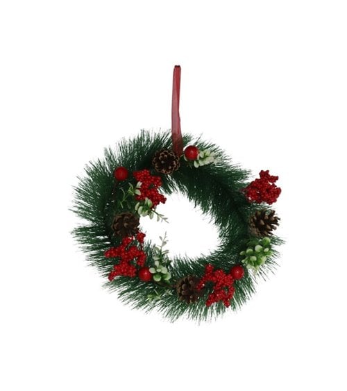 Corona Navideña para Colgar con Racimos de Bayas