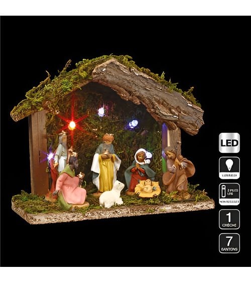 Cuna Navideña con Santons y Luces LED Brillantes