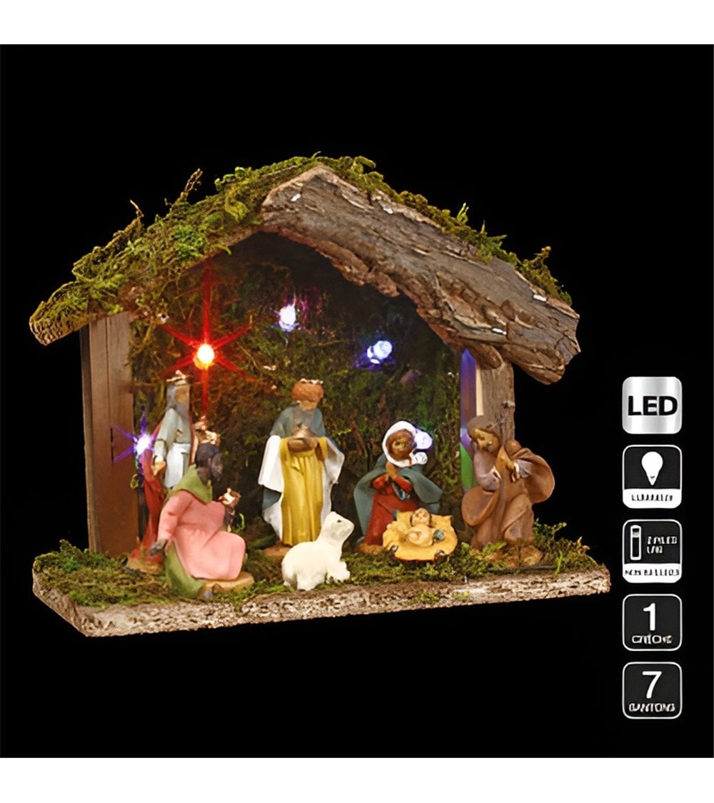 Cuna Navideña con Santons y Luces LED Brillantes