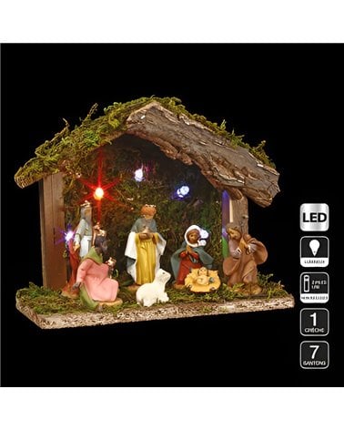 Cuna Navideña con Santons y Luces LED Brillantes